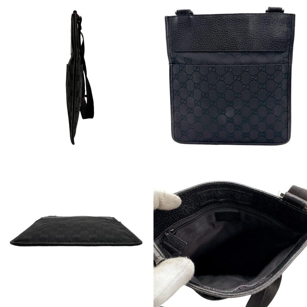 Gucci bag leather canvas messenger GG black
